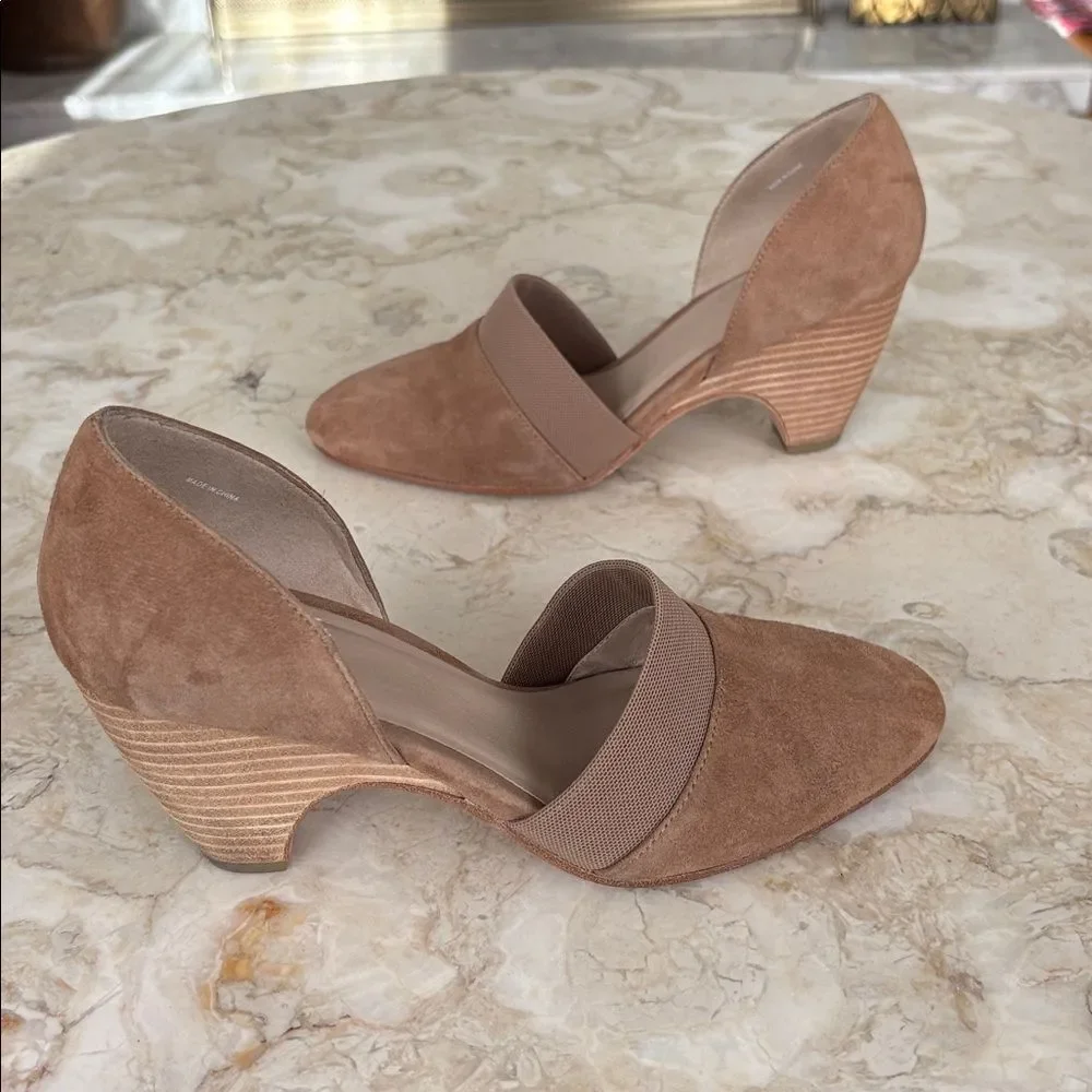 Eileen Fisher Hilly Suede d'Orsay Pumps Heels - Picture 4 of 9